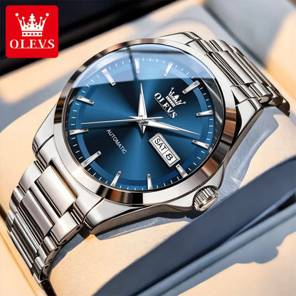 OLEVS 7090 Mens Watch Luxury Original Automatic Mechanical Watch Chronograph Week Date Watches For Man Waterproof Luminous