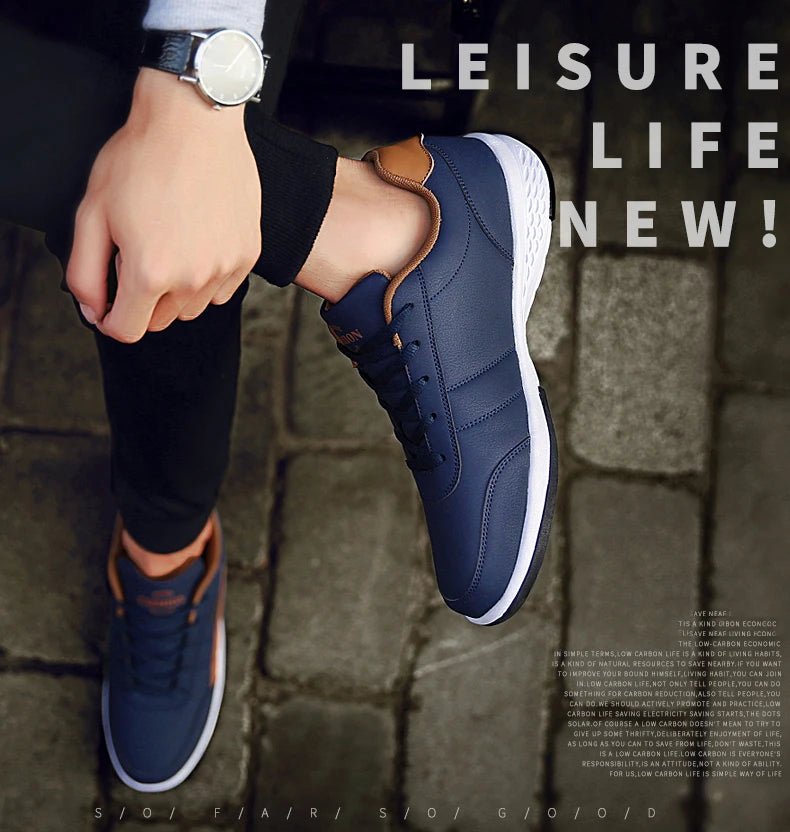 Sapatos para Homem YRZL Primavera Outono Impermeáveis, Ténis de Caminhada em Pele para Lazer e Desporto Masculino, Calçado Antiderrapante para Homem