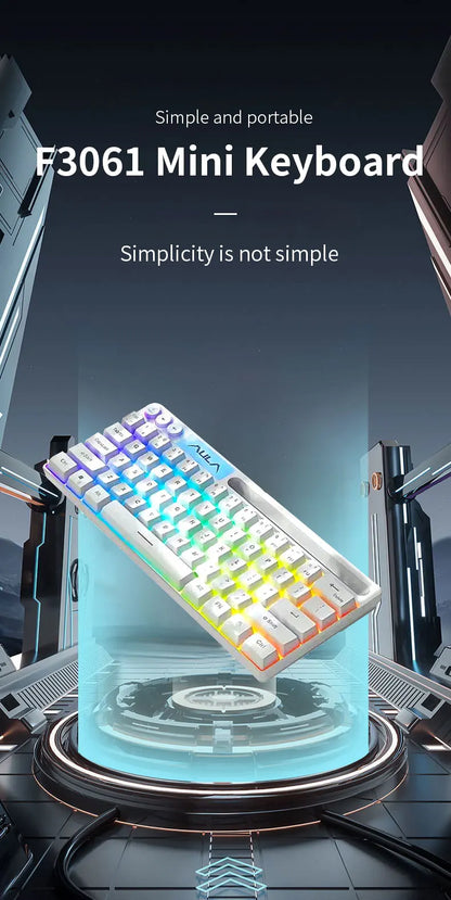 AULA F3061 Mechanical Touch Feel Keyboard 61 Keys Wired Mini Keyboard RGB Backlight Keyboard Desktop Laptop Game Keyboard