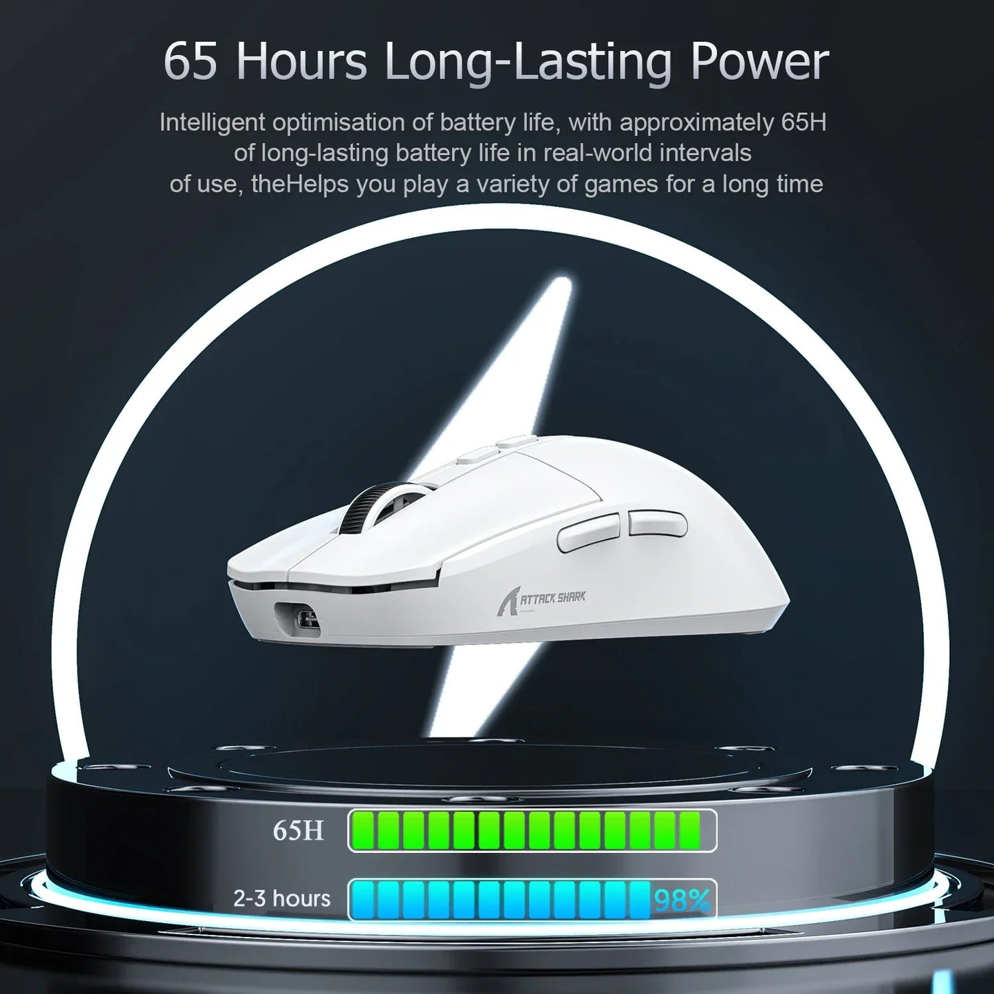 Attack Shark X6 Lightweight Wireless Gaming Mouse with 3 Mode Up to 26K DPI RGB Backlight Charging Base for Laptop Deskbtop