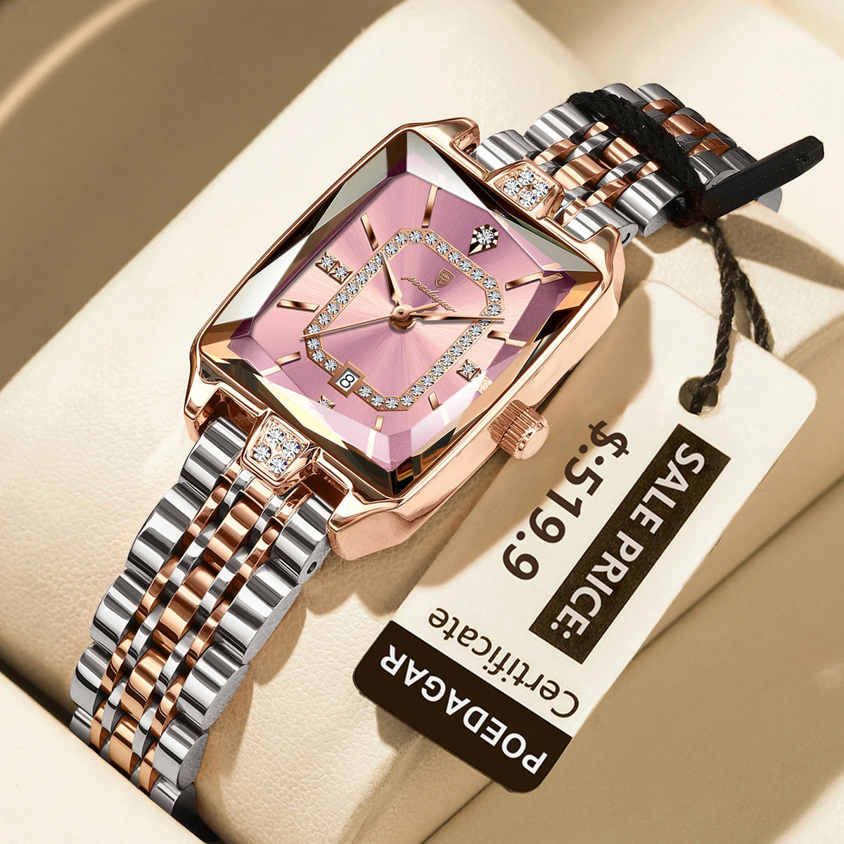 POEDAGAR Luxury Rectangle Watch For Woman Waterproof Calendar Simple Ladies Watch Fashion Stainless Steel Quartz Women's Watches