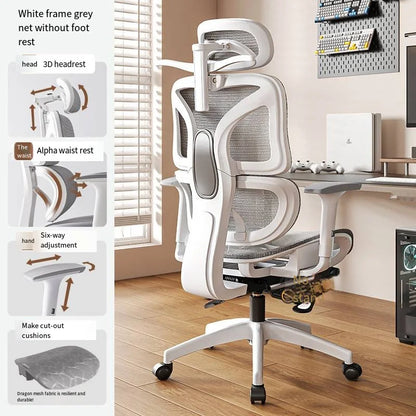 Ergonomic Gaming Chair Office Mesh Chair with 3D Lumbar Support, Adjustable Swivel Desk Chair, E-Sports Racing Chair with Footrest
