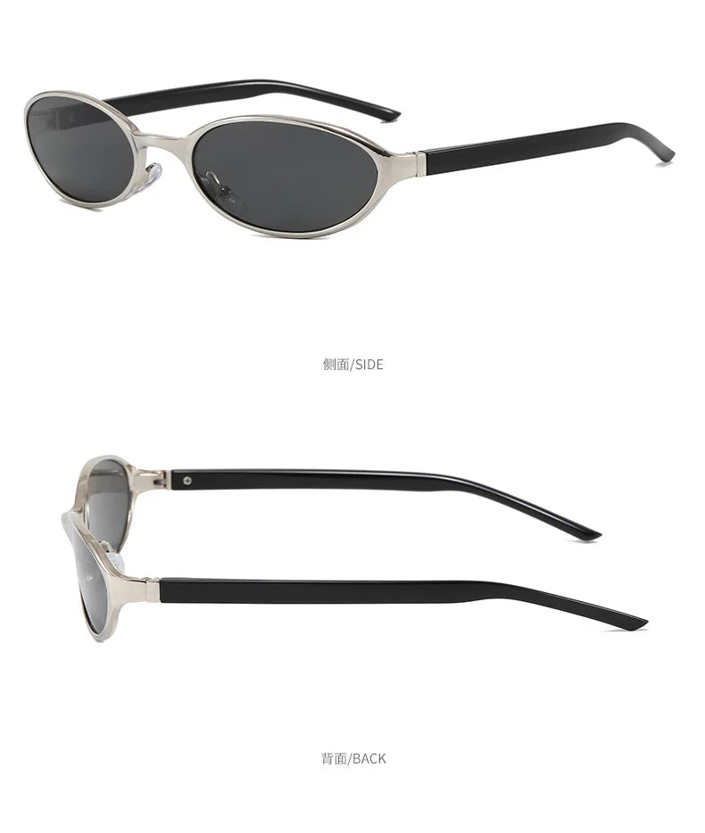 Retro Oval Design Sunglasses Women 2026 New Y2K Small Metal Frame UV400 Protection Vintage Punk Sun Glasses Fashion Eyewear