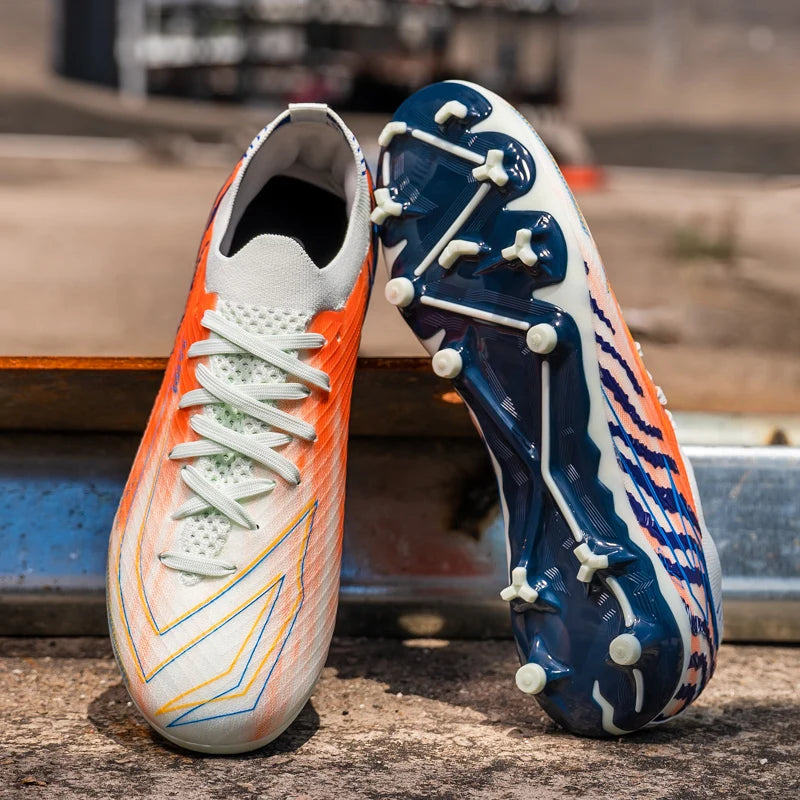 Nouvelles chaussures de football AG FG pour hommes, tige en PU flexible, crampons en caoutchouc résistant, pour adultes, pour les compétitions de football en extérieur.
