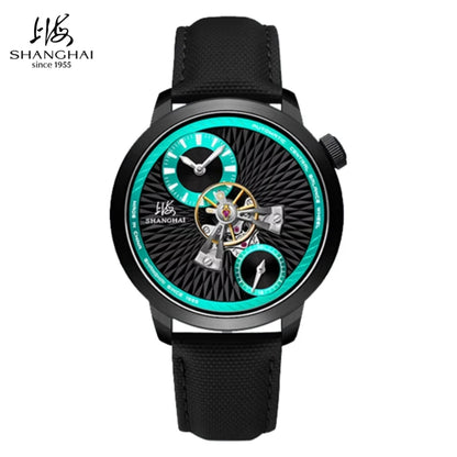 Shanghai Watch Sky Dome Center Flywheel Men's Watches Luminous Automatic Mechanical Wristwatch 50M Water-resistance Watches 2101