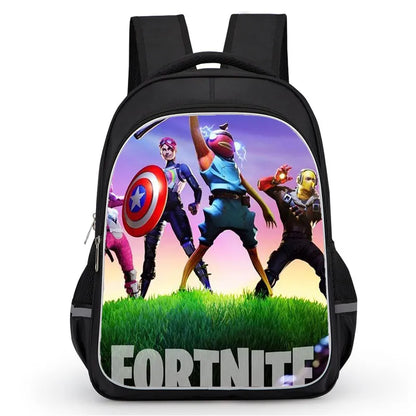 16 Inch Fortnite Cartoon Backpack Unisex for Boys and Girls with Dual Zippers Large Capacity Lightweight Student Backpack