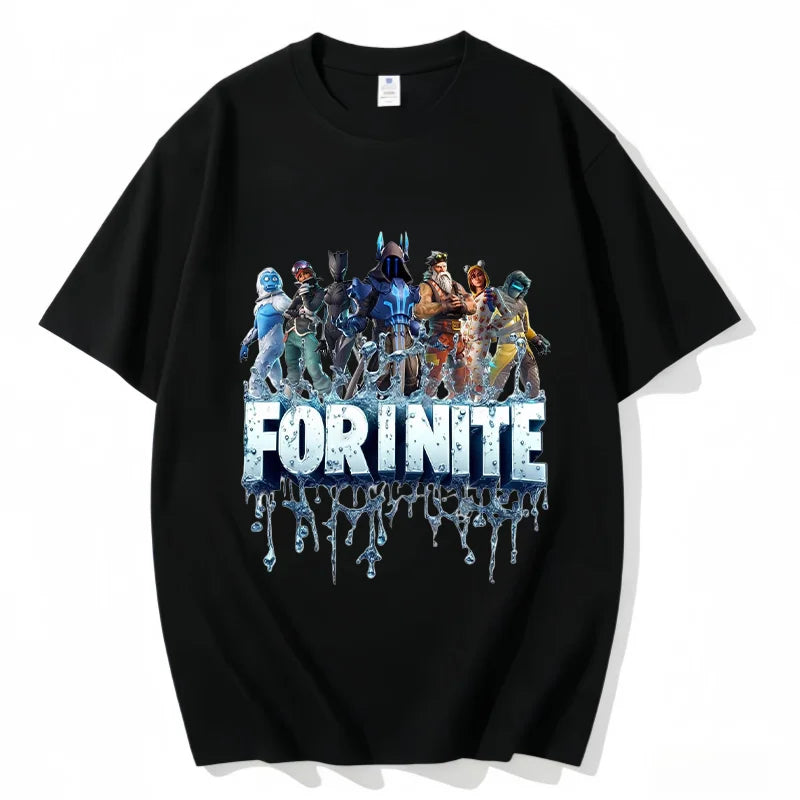 T-shirt Fortnite de gola redonda, unissexo para adulto, moda de dança do jogo, novo, em algodão puro, manga curta, perfeito para uso casual e férias