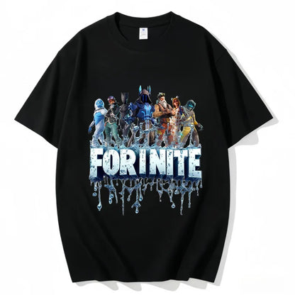 T-shirt Fortnite de gola redonda, unissexo para adulto, moda de dança do jogo, novo, em algodão puro, manga curta, perfeito para uso casual e férias
