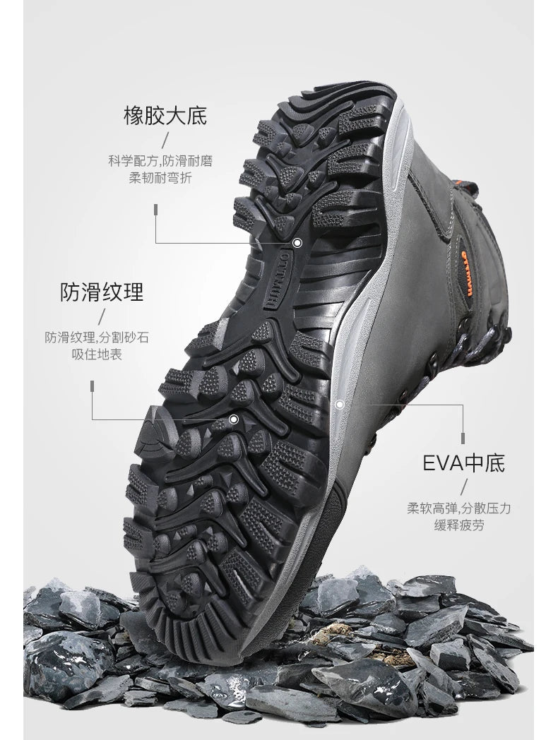 HUMTTO Hiking Shoes Men's Waterproof Hunting Boots Tactical Desert Combat Ankle Trekking Boots Male Women Warm Leather Sneakers
