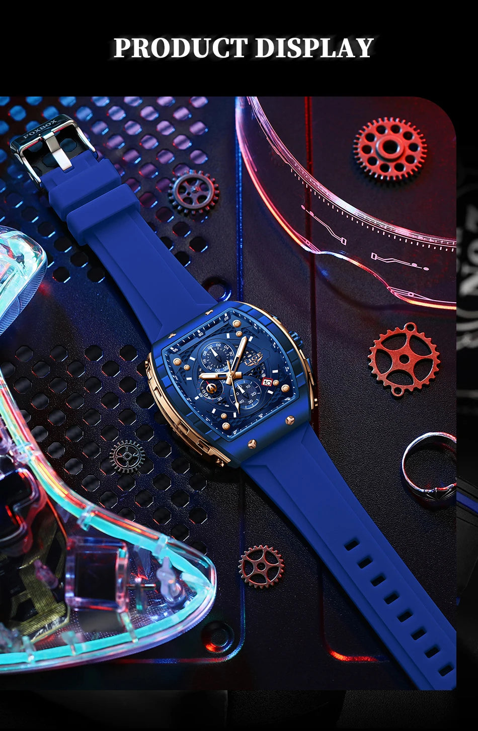 Relógio de Homem LIGE — Moda de Luxo, Impermeável, Bracelete em Silicone, Quartzo, Luminoso, Desportivo, Data Automática e Cronógrafo Simples