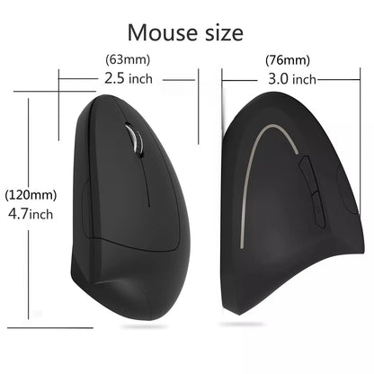 Rato gaming vertical sem fios 2.4G ergonómico 1600DPI para PC, portátil e escritório — mini rato gaming