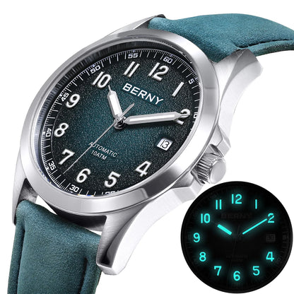 BERNY Automatic Watch Men ST2130 Luminous Mechanical Wristwatch Sapphire Waterproof 10ATM Top Brand Luxury Watch for Men