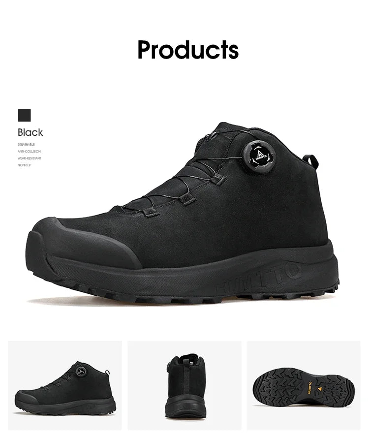 Zapatos de cuero HUMTTO para hombre, calzado deportivo de invierno para camping y actividades al aire libre, botas de trekking transpirables, zapatillas de senderismo antideslizantes para hombre