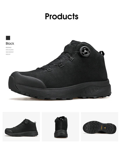 Zapatos de cuero HUMTTO para hombre, calzado deportivo de invierno para camping y actividades al aire libre, botas de trekking transpirables, zapatillas de senderismo antideslizantes para hombre