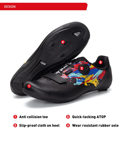 Santic men's cycling shoes 2025 new glass fiber nylon sole outdoor pro road racing shoes auto-lock road riding bicycle sneakers