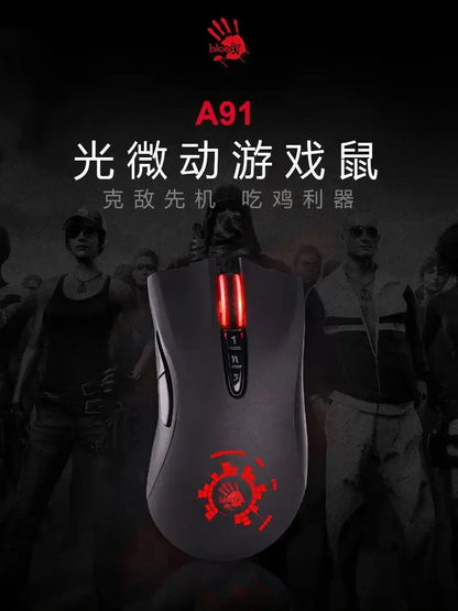 Mouse gaming cablato A4Tech Bloody A91 con macro istantanea a un clic, Macro Drive Io1.1, motore ottico e 8 macro programmabili