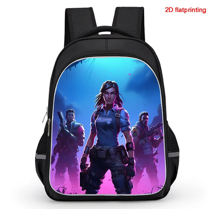 16 Inch Fortnite Cartoon Backpack Unisex for Boys and Girls with Dual Zippers Large Capacity Lightweight Student Backpack