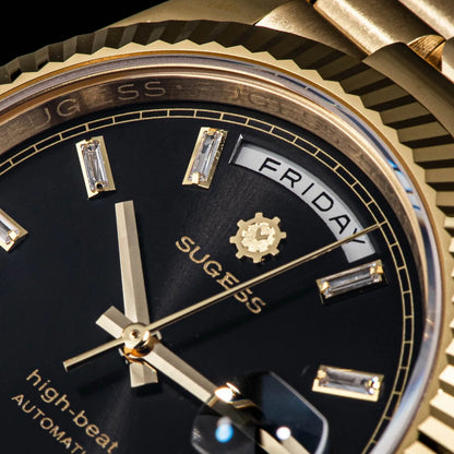 Sugess 40mm Men's Watches Automatic Date Mechanical Day Wristwatch Peacock SL3034 Movement Sapphire Waterproof Luxury Retro New