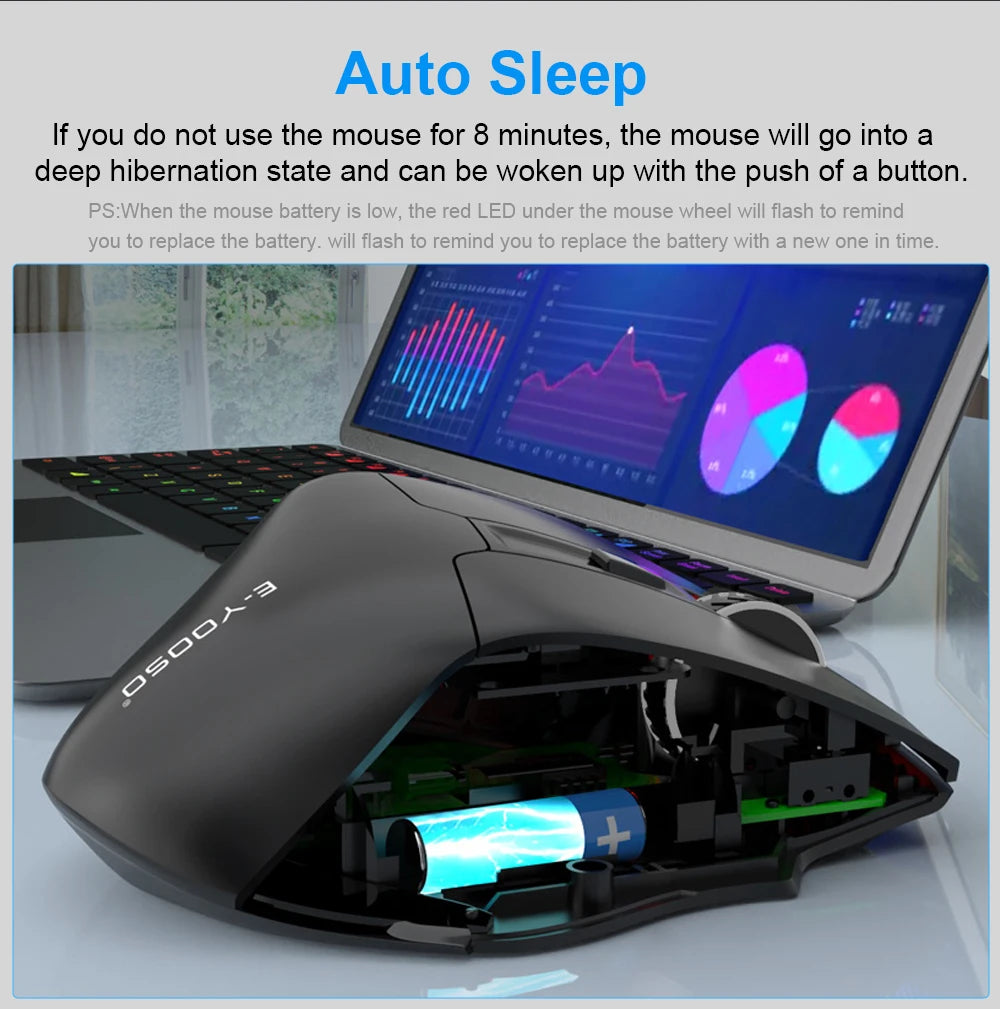 E-YOOSO X-31 ratón gaming inalámbrico USB 2.4G grande para manos grandes PAW3212 4800 DPI 5 botones para gamer, ordenador portátil y PC