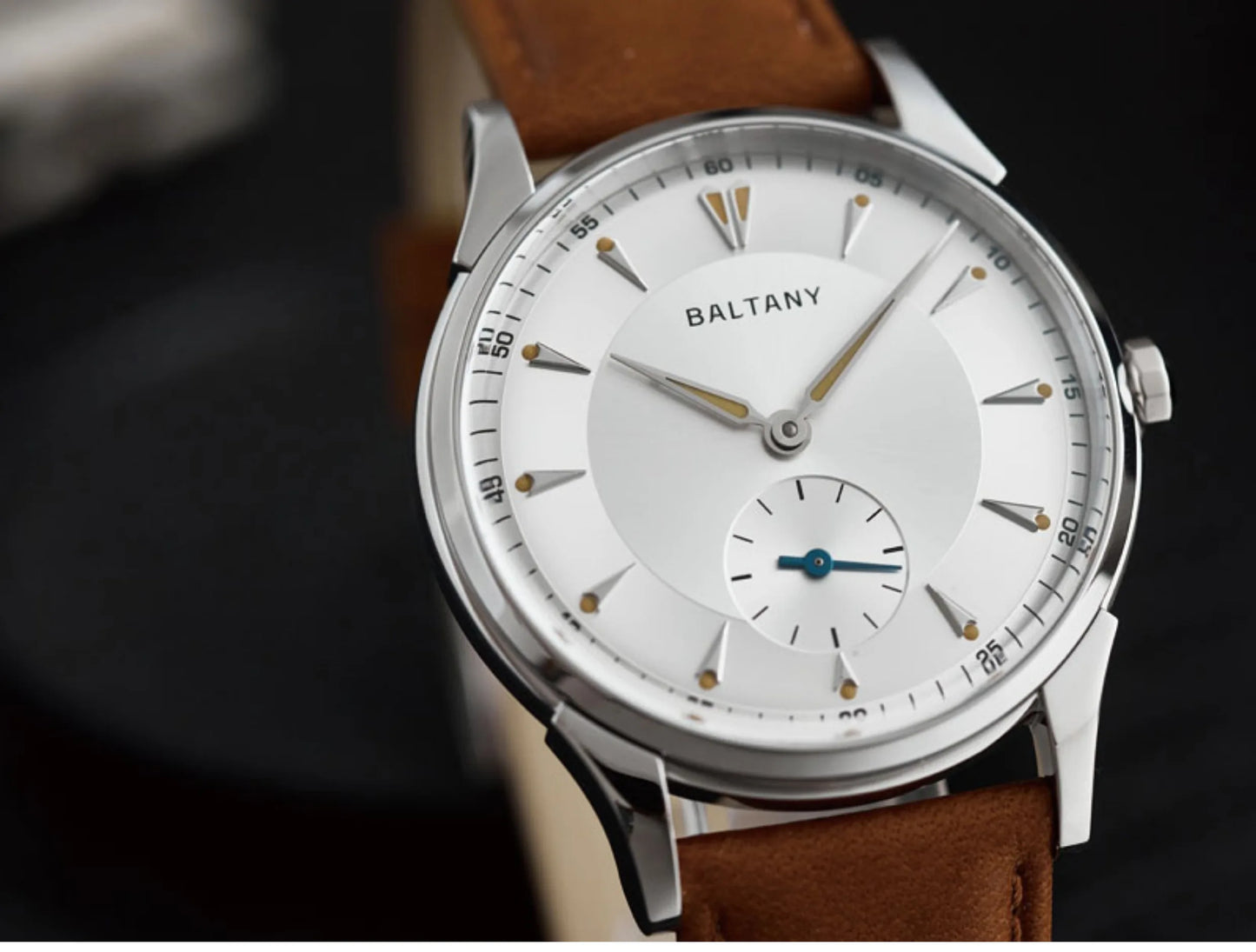 Baltany Men Automatic Watch 38.5mm Pilot Manual Winding Mechanical Wristwatch Sapphire 5ATM Small Second Dial ST1701 ST1700