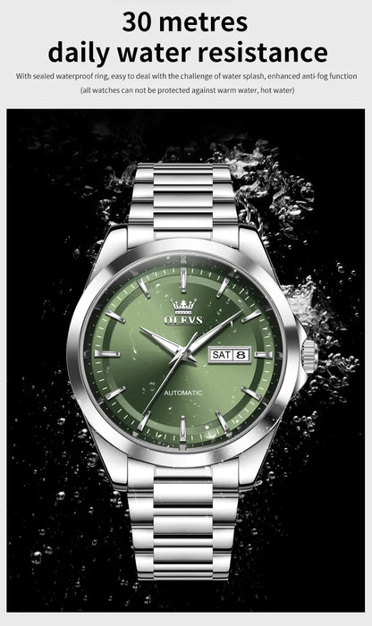 OLEVS 7090 Mens Watch Luxury Original Automatic Mechanical Watch Chronograph Week Date Watches For Man Waterproof Luminous