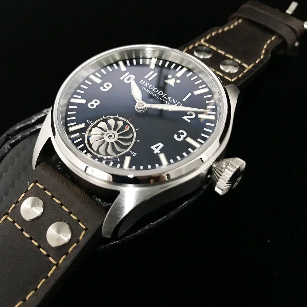 Hruodland 2025 Neue mechanische Herrenuhr Seagull ST3620 Retro-Pilot 43MM BGW-9 Leuchtend Saphirglas Turbine Reloj Hombre