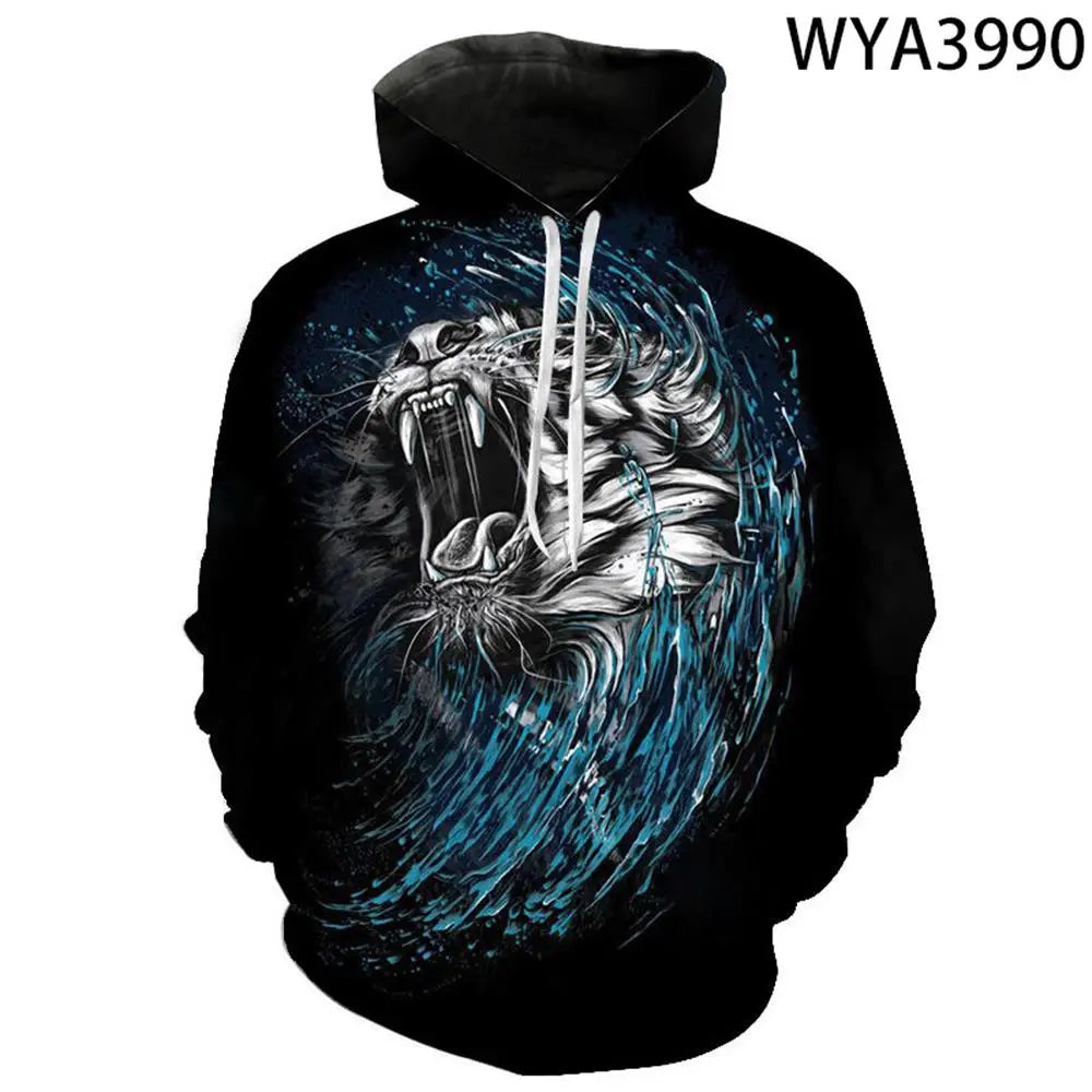 European and American Hot-Sale 3D Printed Wolf Hoodie Fashion Long-Sleeved Cool Pullover Personality Animal Sweatshirt