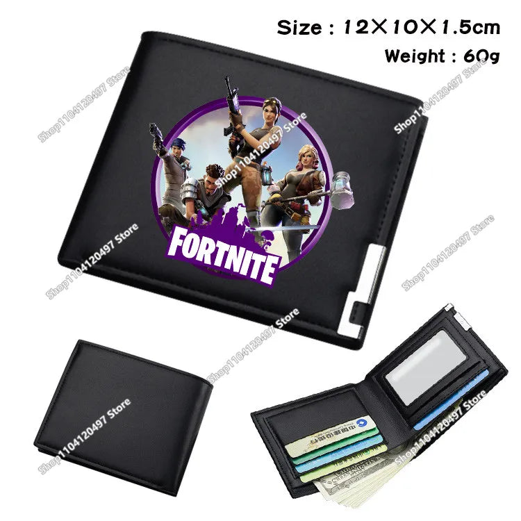 Carteras Fortnites para niños, monedero Anime Fortress Night, tarjetero de dibujos animados, bolso corto de cuero, cartera plegable de moda, regalo para niños