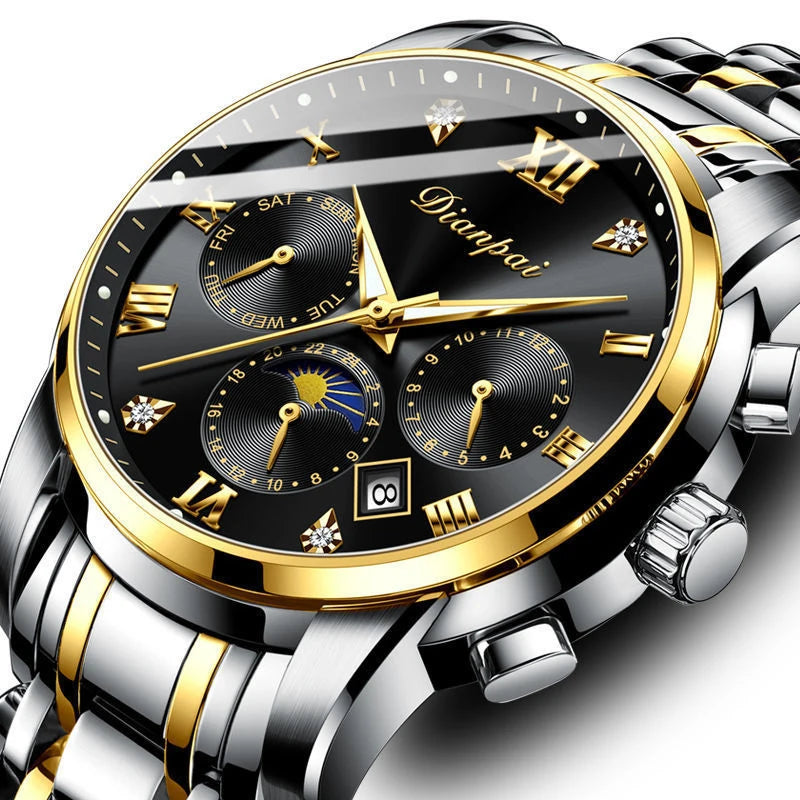 Reloj mecánico automático para hombre Dianpai: modelo de lujo, resistente al agua, multifunción, con pantalla luminiscente y diseño moderno.