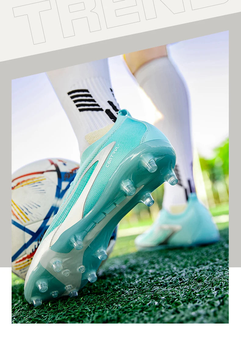 Chuteiras de futebol novas para homem, com pitons para exterior, respiráveis, adulto, antiderrapantes, calçado de futebol desportivo, pitons longos, treino, rapaz, jogo, confortáveis
