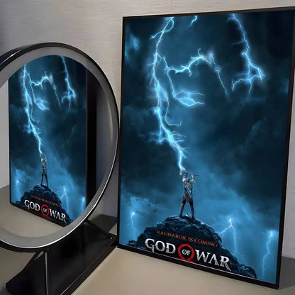 Classic pop God of War Ragnarok poster art HD canvas advanced aesthetic Printing Paper Wall Art for Living Room Home Decor
