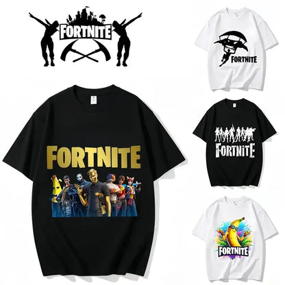 T-shirt Fortnite de gola redonda, unissexo para adulto, moda de dança do jogo, novo, em algodão puro, manga curta, perfeito para uso casual e férias