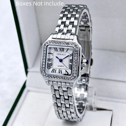 New Women Watch Light Luxury Brand Business Gold Stainless Steel Ladies Fashion Quartz Watches Female Clock Bracelet Wristwatch