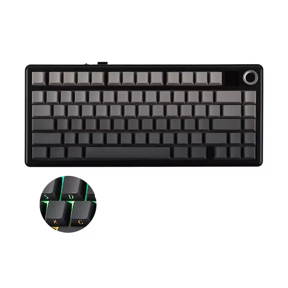 Teclado Mecânico Gaming AULA F75 MAX 2.4G Sem Fios/BT/Com Fio Hot-Swap RGB 75% 81 Teclas Teclado de Escritório com Ecrã TFT