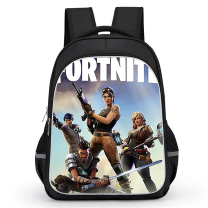 16 Inch Fortnite Cartoon Backpack Unisex for Boys and Girls with Dual Zippers Large Capacity Lightweight Student Backpack