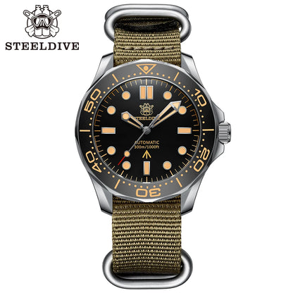 STEELDIVE SD1957 New Arrival 42MM Vintage Bezel 300M Waterproof NH35 Green Luminou Sapphire Glass Automatic  Dive Watch Montre