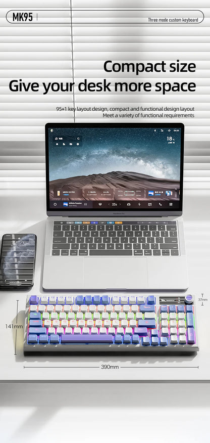 SMAILWOLF MK95 Bluetooth Wireless Three-Mode Mechanical Keyboard Arabic Russian Korean Thai Spanish Keyboard E-Sports Game