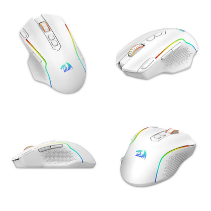 Rato Gaming Sem Fios Redragon M810 Pro, 10000 DPI, Rato Gamer com Fio c/ Tecla de Disparo Rápido, 8 Botões Macro, Preto/Branco