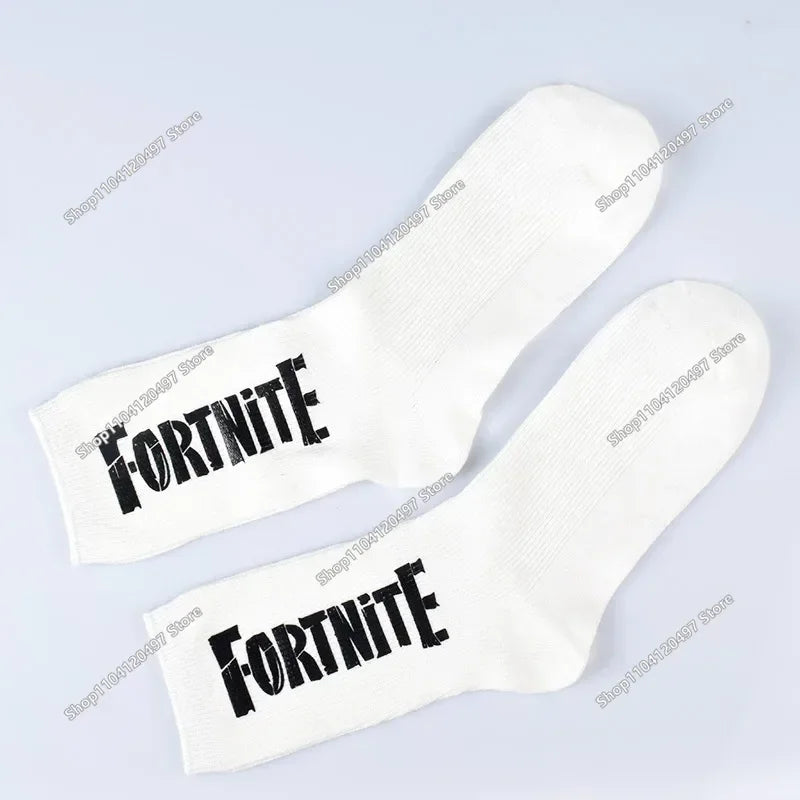 Meias Desportivas FORTNITE de Verão Pretas e Brancas, Respiráveis, Baixas e Invisíveis, em Algodão Macio para Desporto e Uso Casual