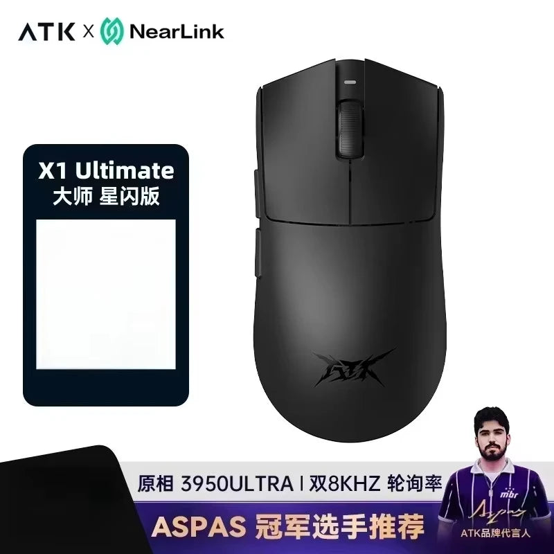 Mouse gaming wireless ATK Blazing Sky X1/X1V2 8K a bassa latenza, leggero per FPS, Liekong E-sports, accessori PC personalizzati