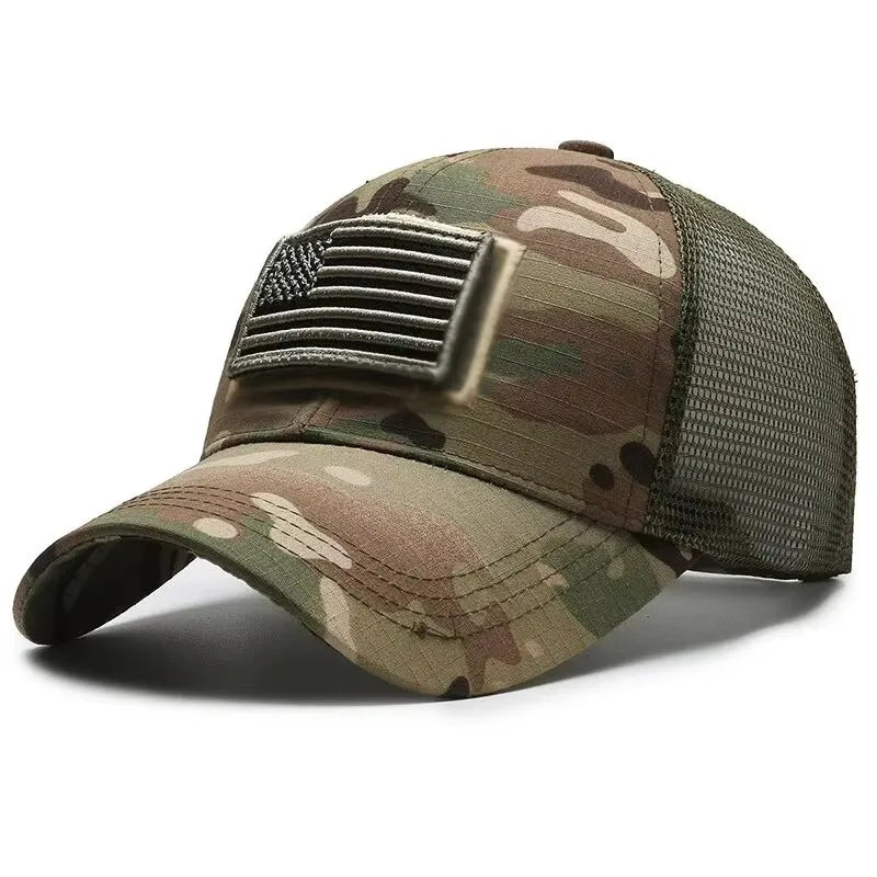 American Flag Camouflage Sticker Embroidered Baseball Cap Net Hat Men Outdoor Velcro Cap