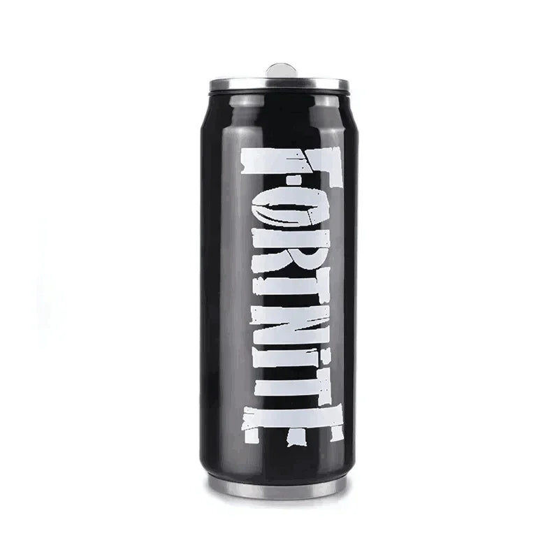 Copo Fortnite com Palhinha para Água, Caneca Desportiva de Exterior em Aço Inoxidável, Copo Portátil de Estudante para Café, 450ML, Presente de Aniversário