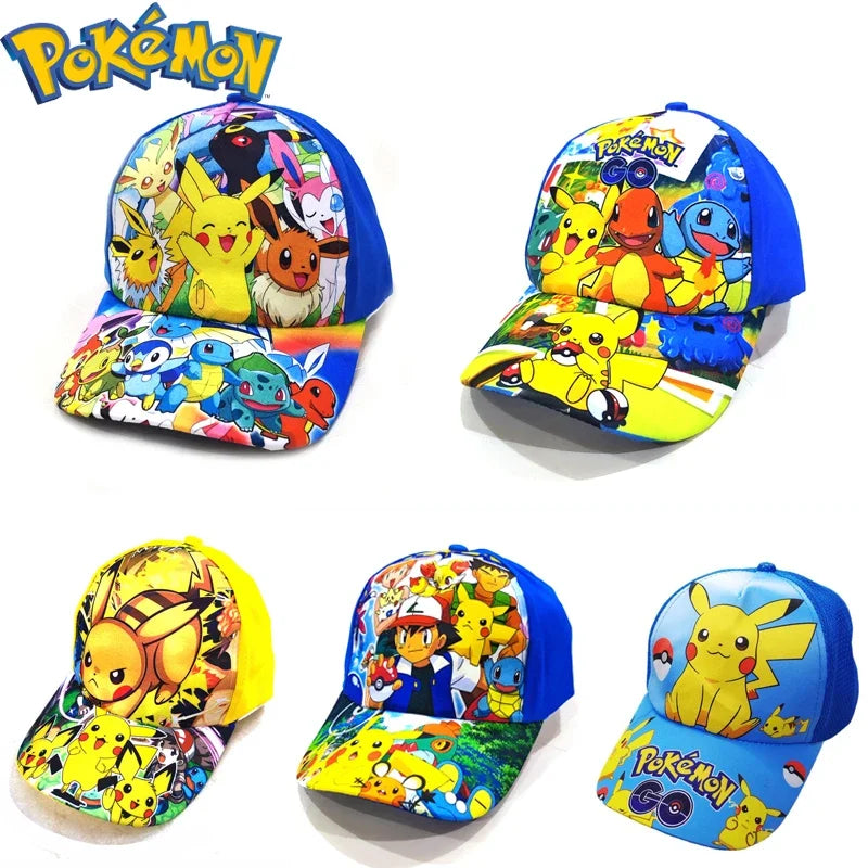 Șapcă de baseball din poliester cu figurină Pikachu din anime-ul Pokémon Go, cu imprimeu de desene animate, cu cozoroc, pentru copii, decorativă, cadou de ziua de naștere