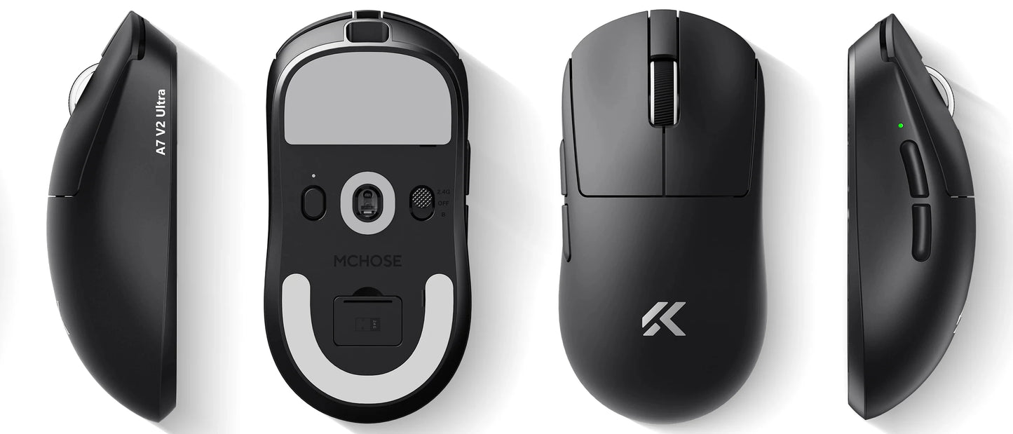 MCHOSE A7 V2 Rato Gaming Sem Fios Leve, Dupla Taxa de Polling de 8,000Hz, PAW3950 TI, Rato Gaming para Esports e Escritório