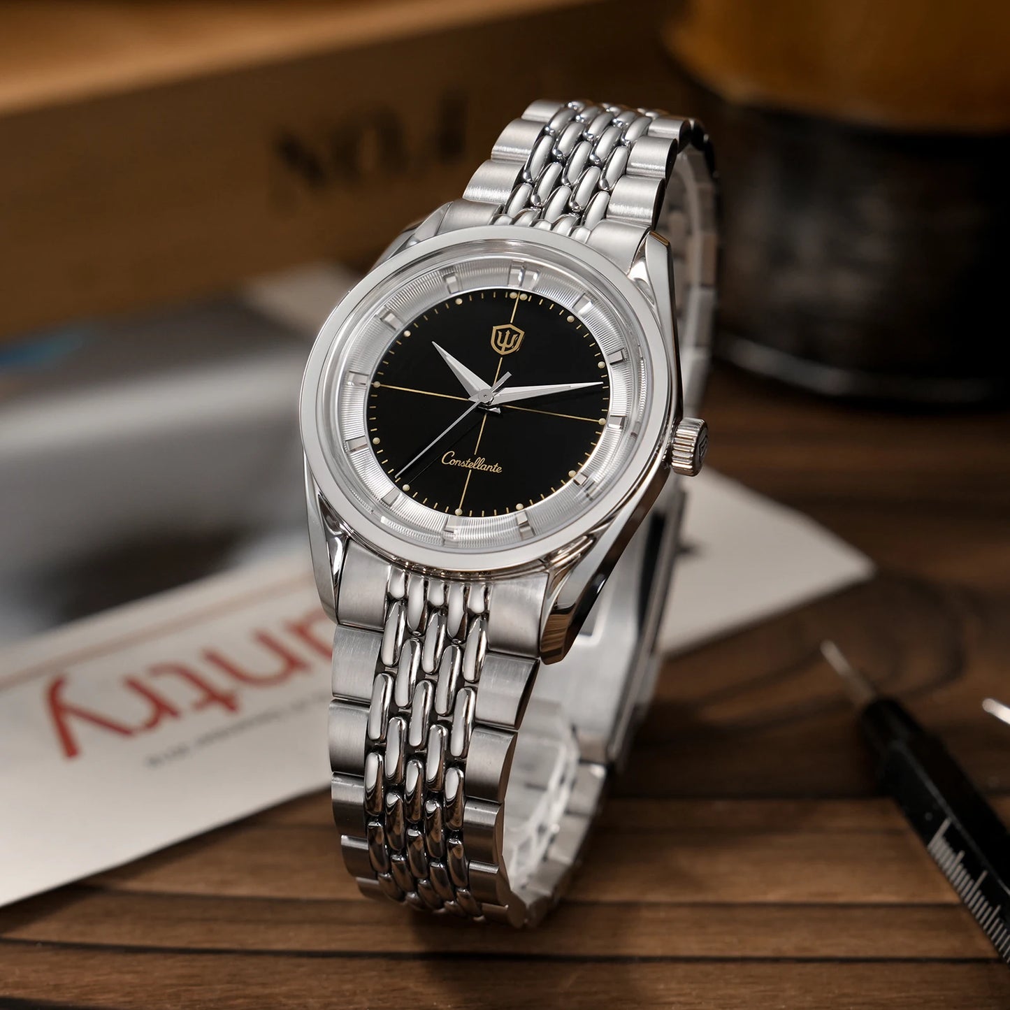 Watchdives WD1954 Arctic Classic 36mm Watch VH31 Sweep Second Movement 316L Stainless Steel Watches Sapphire Crystal Luminova