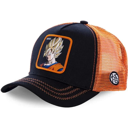 Boné de Basebol Dragon Ball Son Goku para Homem, com Bordado, Pala de Sol, Rede Trucker Ajustável, Estilo Hip-Hop para Viagens de Verão
