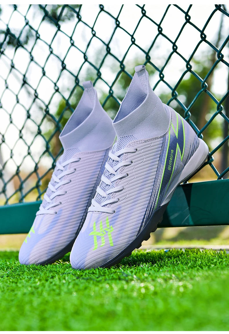 Nouvelles chaussures de football pour hommes, chaussures de match montantes, chaussures de futsal de haute qualité, chaussures de football d'intérieur antidérapantes, baskets d'extérieur, crampons pour gazon, meilleures v