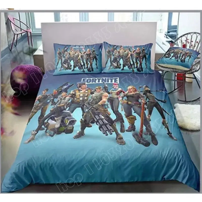 Fortnite Bedding Set 3pcs 3D Printed Bedroom Bed Linens Game Cartoon Decorative Bedding Duvet Cover Pillowcase Birthday Gift