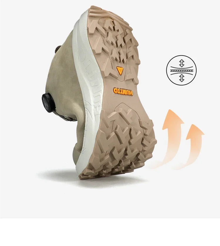 Zapatos de cuero HUMTTO para hombre, calzado deportivo de invierno para camping y actividades al aire libre, botas de trekking transpirables, zapatillas de senderismo antideslizantes para hombre