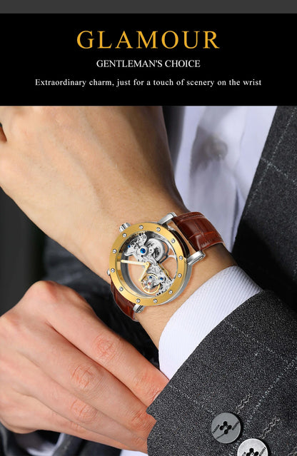 2026 Top Brand Luxury Steel Skeleton Tourbillon Automatic Watch Men's Leather Mechanical Waterproof Luminous Elegant Wrist Clock